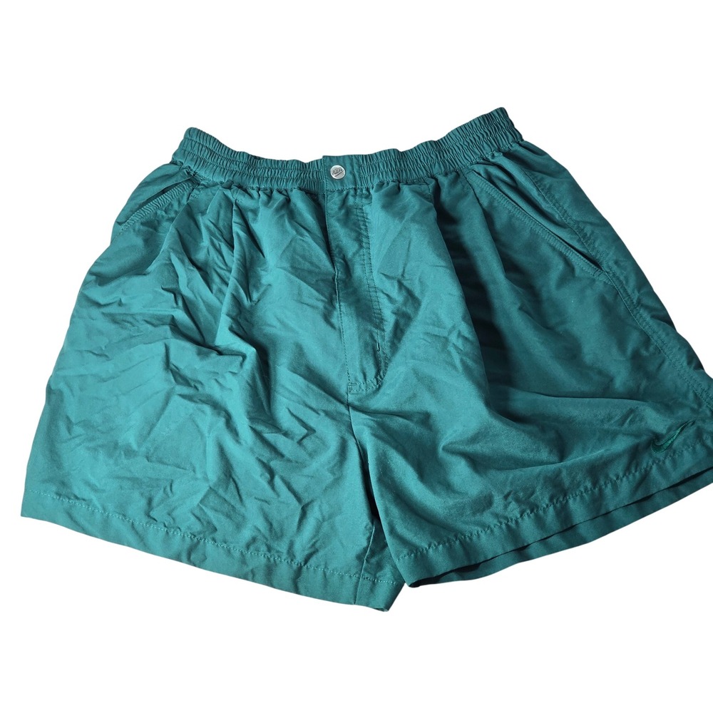 Nike Mens Forest Green Athletic Training Shorts Elastic Waist Pockets Size M